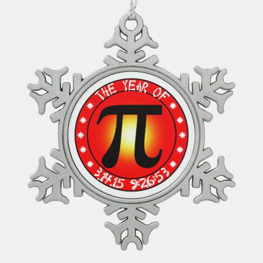 Piの年3/14/15 9:26:53 スノーフレークピューターオーナメント (正面)