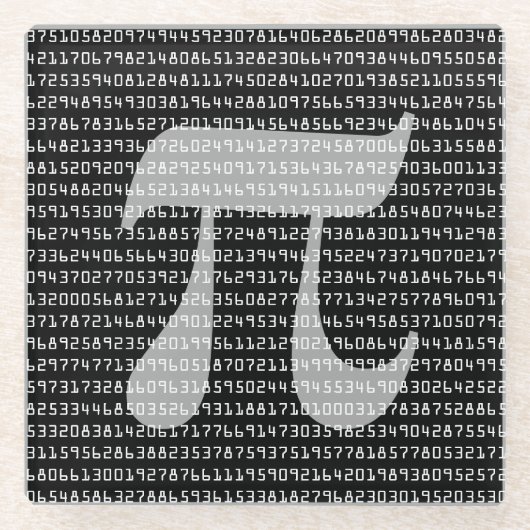 Piの数桁の数学定数 ガラスコースター (正面)