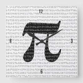 Piの数桁の数学定数 スクエア壁時計
