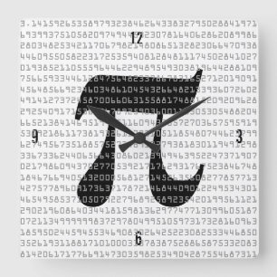 Piの数桁の数学定数 スクエア壁時計