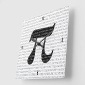 Piの数桁の数学定数 スクエア壁時計 (傾斜)