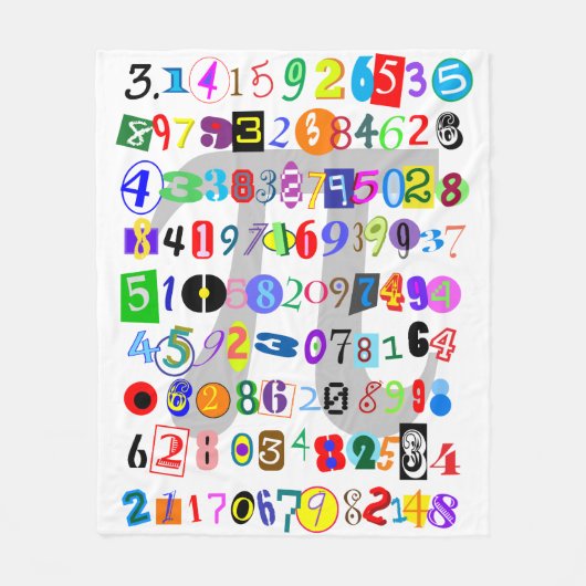 Piの計算単位ユニークとカラフルフォント フリースブランケット (正面)