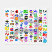 Piの計算単位ユニークとカラフルフォント フリースブランケット (正面(横))