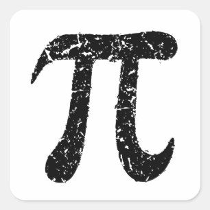 Piの記号のステッカー、擦り切れたで動揺してでオタク系のな黒 スクエアシール