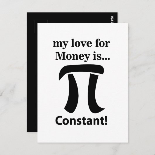 Piシンボルおもしろい私のお金への愛Piシンボル ポストカード (正面/裏面)