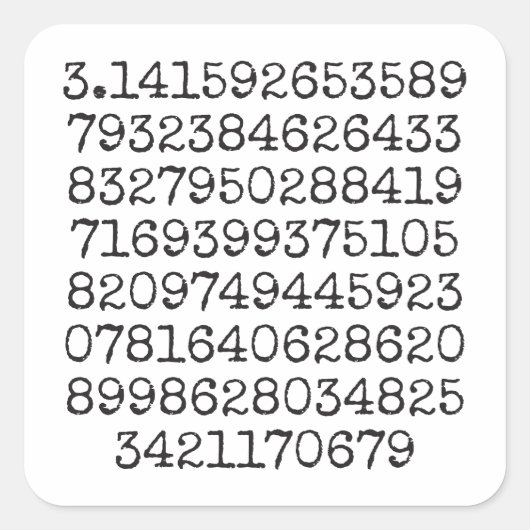 Piステッカーの最初の100桁 スクエアシール (正面)