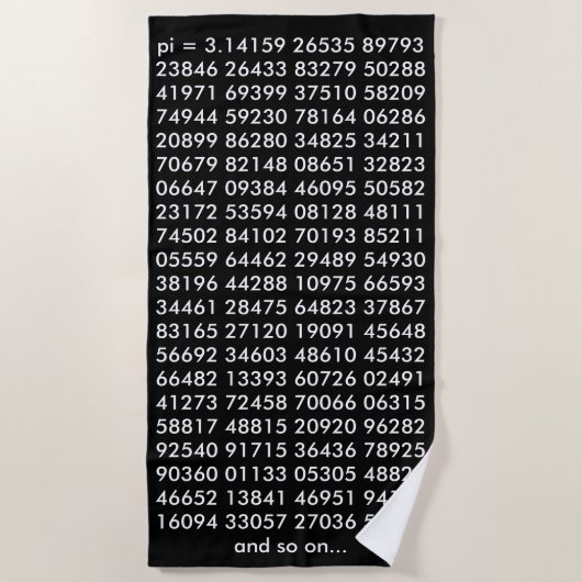 Piディジットの数学愛白黒のタイポグラフィ数 ビーチタオル (正面)