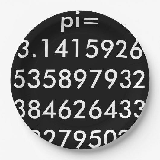 piディジットの数学愛pi= 3.14159 pi日の白黒 ペーパープレート (正面)