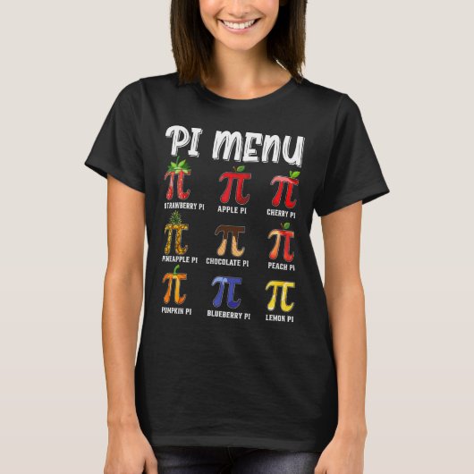 PiメニュおもしろいーPi 3.14数値演算先生円メニューメニュー Tシャツ (正面)