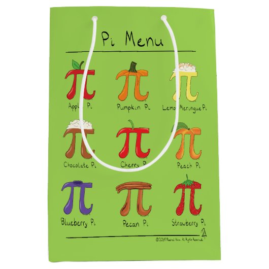 Piメニューかわいい数学Pi日のパーティーのギフトバッグ ミディアムペーパーバッグ (正面)