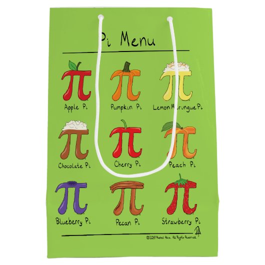 Piメニューかわいい数学Pi日のパーティーのギフトバッグ ミディアムペーパーバッグ (裏面)