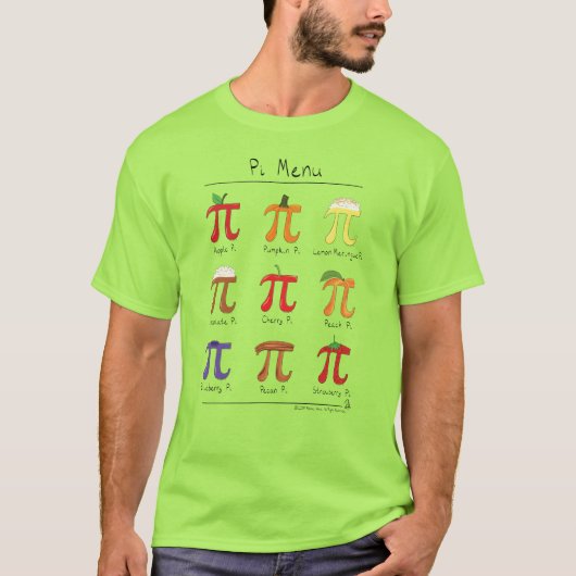 Piメニューかわいい数学Pi日の人のTシャツ Tシャツ (正面)
