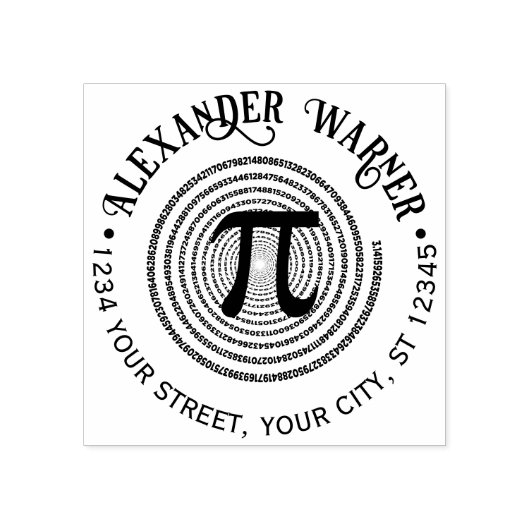Pi数式記号スパイラルギリシャ文字の名前のアドレス ラバースタンプ (インプリント)
