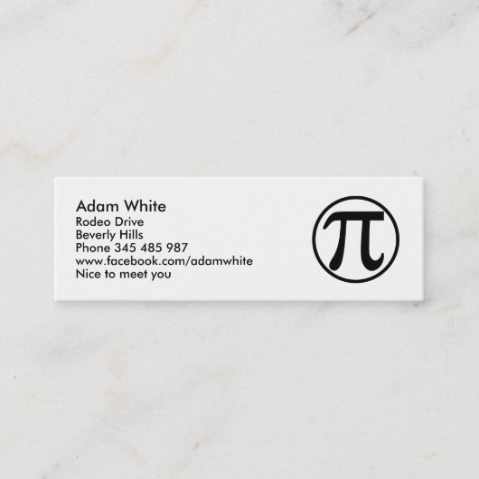 Pi数 スキニー名刺 (正面)