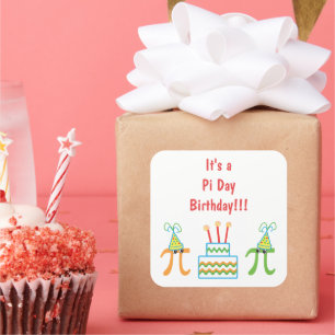 Pi日の誕生日のステッカー スクエアシール