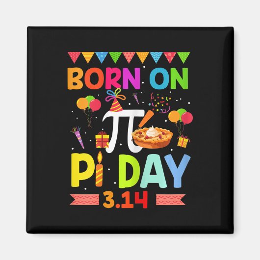 Pi日生まれ誕生日演算先生3.14ケーキGIF マグネット (正面)