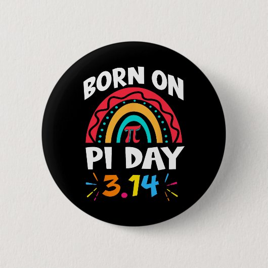 Pi日生まれ誕生日2025レインボーPi日Math T 缶バッジ (正面)
