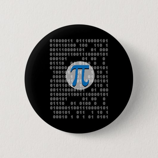 Pi日Asciiバイナリコード3.14 Piシンボル演算おたく 缶バッジ (正面)