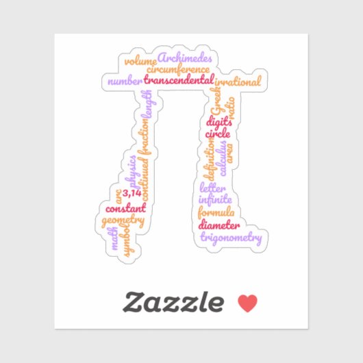 Pi日Math Wordクラウド シール (シート)