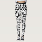 pi桁数値演算pi= 3.14159白黒Pi日 レギンス (正面)