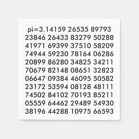 pi桁数Math Love pi= 3.14159 pi日白黒 スタンダードカクテルナプキン (正面)