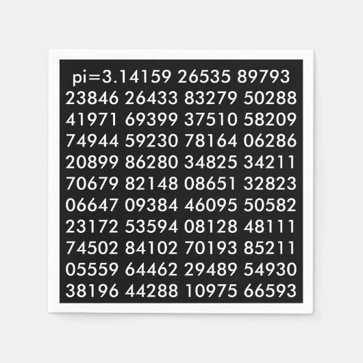 pi桁数Math Love pi= 3.14159 pi日白黒 スタンダードカクテルナプキン (正面)