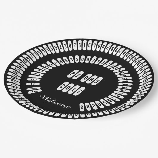 pi桁数Math Love pi= 3.14159 pi Day白黒 ペーパープレート (アングル)