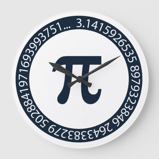 Pi番号デザイン ラージ壁時計 (正面)