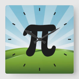 Pi記号ウォールクロック スクエア壁時計