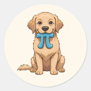Pi記号付きPi日犬   かわいいパイ数学 ラウンドシール