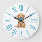 Pi記号付きPi日犬 | ハッピー・パイ・デイ ラージ壁時計 (正面)