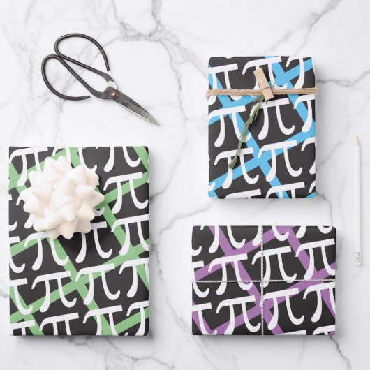 Pi記号Pi日Mathをテーマにした折り返し紙 ラッピングペーパーシート (正面)