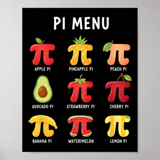 Pi メニュー 3,14 Pi 数字記号 数学教師 面白い F ポスター (正面)