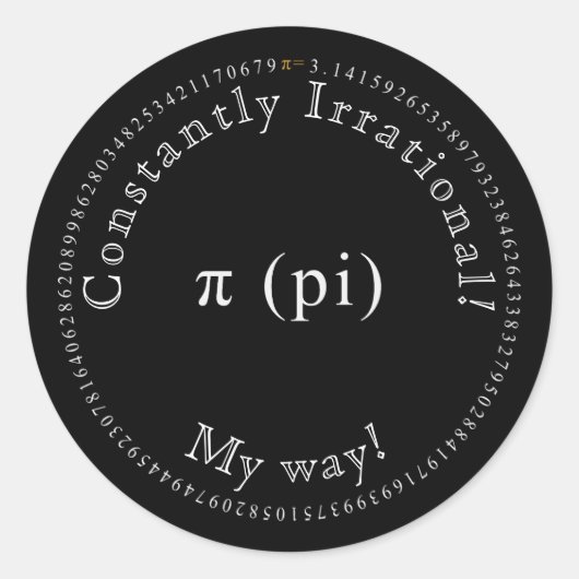 Pi、非合理な数学定数おもしろい ラウンドシール (正面)