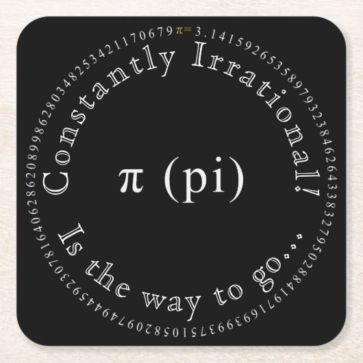 Pi、非理数定数おもしろい スクエアペーパーコースター (正面)