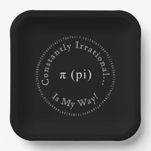 Pi、非理数定数おもしろい ペーパープレート (正面)