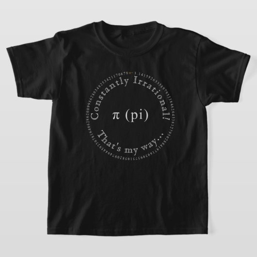 Pi、非理数定数キッズ Tシャツ (レイダウン)