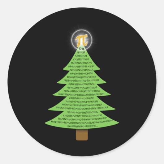Pi 3.14クリスマスツリーの贈り物Studden ラウンドシール (正面)