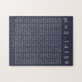 pi= 3.14159の数学pi日ディジットの濃紺の灰色 ジグソーパズル (横)