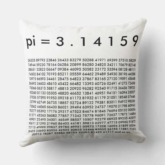 pi= 3.14159白黒数学サイエンスpi日の桁数 クッション (裏面)