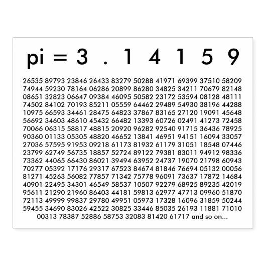 pi= 3.14159白黒数学サイエンスpi日の桁数 ラバースタンプ (インプリント)
