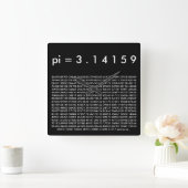 pi= 3.14159白黒Math Science pi Day桁 スクエア壁時計 (ホーム)