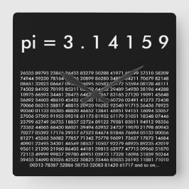 pi= 3.14159白黒Math Science pi Day桁 スクエア壁時計