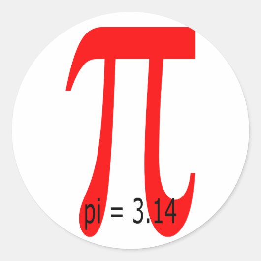 pi = 3,14159265 ラウンドシール (正面)