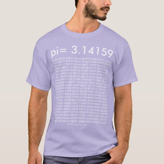 pi= 3.14159 Lavender Mathファッションpi日の桁数 Tシャツ (正面)