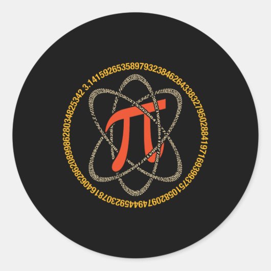 Pi Atom - Pi DayとMath Lover Gift ラウンドシール (正面)