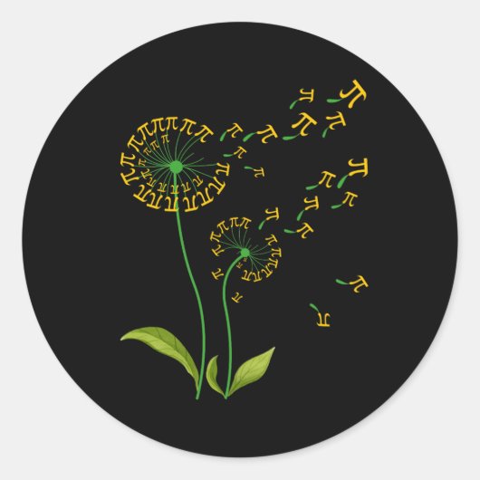 Pi Dandelion Pi Day Dandelion 3.14 Pi数値計算 ラウンドシール (正面)