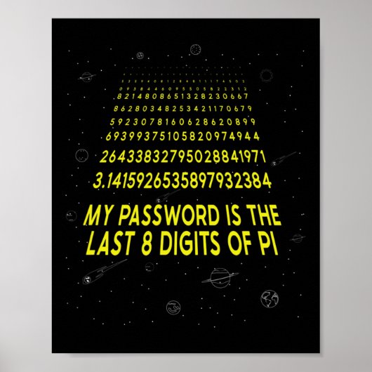 Pi Day皮肉My Pwordは最後の8桁である ポスター (正面)