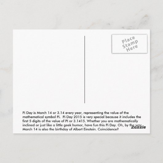 Pi Day 2015はがき ポストカード (裏面)