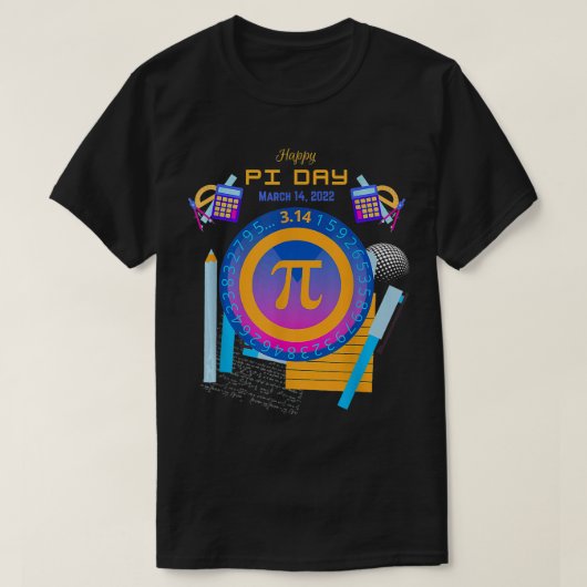 Pi Day 2022数学先生学生学校デザイン3 Tシャツ (デザイン正面)